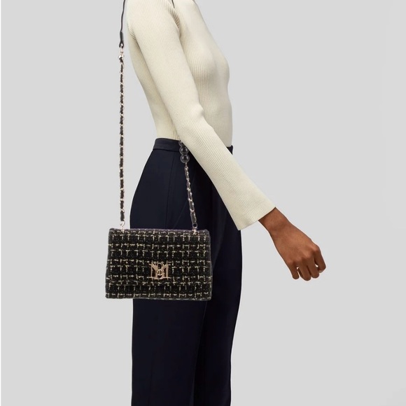 NWT RETAILS $149 BADGLEY MISCHKA Black Tweed crossbody - Picture 2 of 5